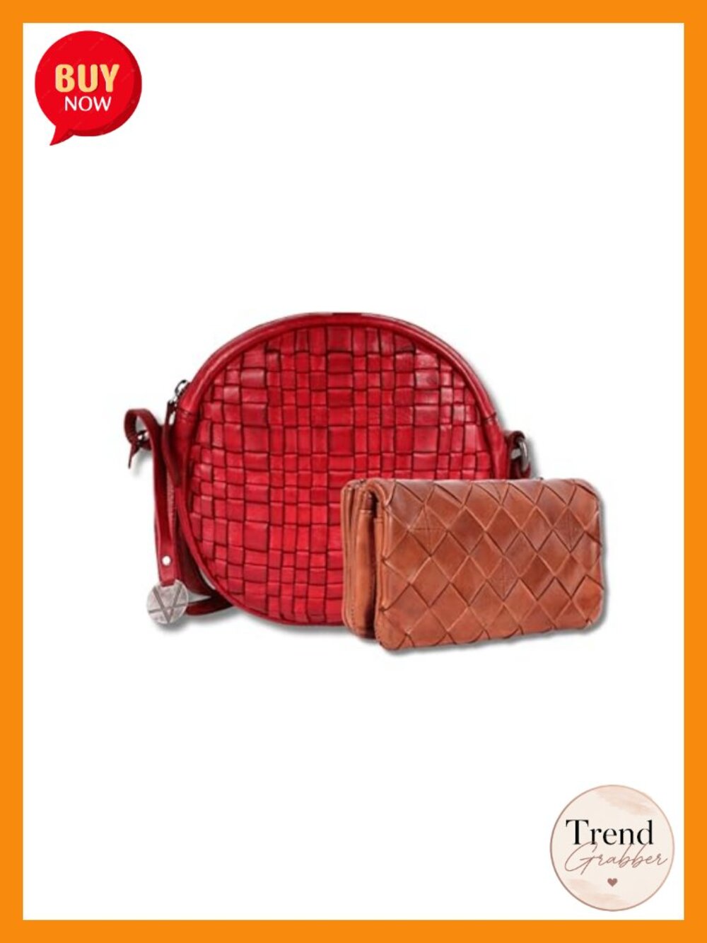 Genuine Leather Crossbody Bag Wallet Set Zipper Coin Purse